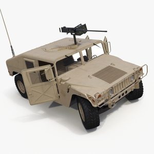 Military Humvee with Mounted Machine Gun Rigged 3D