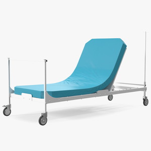 Hospital Bed with Mattress 60 Degrees 3D