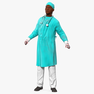 3D model African Black Male Doctor Blood Stained Rigged for Maya