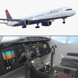 3D Boeing 757 300 Delta with Cabin