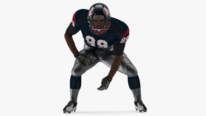 3D Houston Texans American Football Player Crouching Fur model