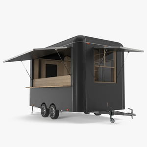 3D Food Trailer Black with Equipment model