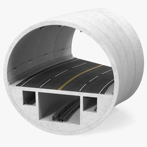 3D Car Tunnel Structure Section Turn model