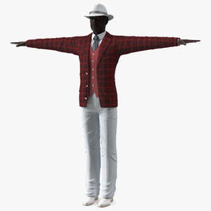 Black Old Gentleman Party Outfit T-Pose 3D model