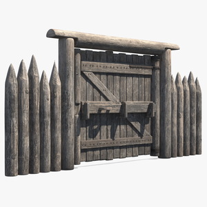 3D model Old Faded Fence with Gate