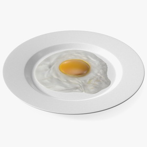 3D Fried Eggs On A Plate