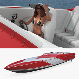 3D Yacht With Woman Beachwear