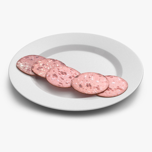 3D Veal Sausage on Plate