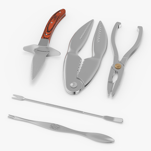 3D model Seafood Lobster Crab Tongs Set