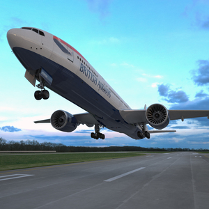 3D Boeing 777 British Airways Rigged model