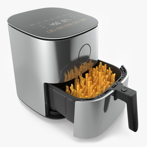 3D Air Fryer Steel with French Fries model