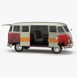 3D Classic Volkswagen Type 2 Bus Rigged