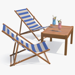 3D Beach Patio Chairs and Table model