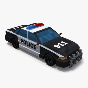 Low Poly Stylized Model Police Car 3D model