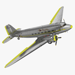 3D model Vintage Propeller Aircraft Douglas DC-3 Rigged for Maya
