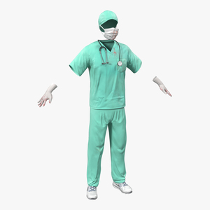 Surgeon Dress 17 with Blood 3D