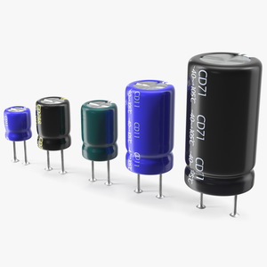 3D model Electrolytic Capacitor Soldered Set