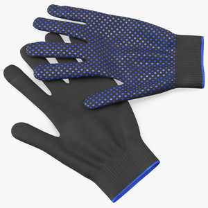 Cotton Work Gloves Black 3D model