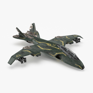 3D model Futuristic Damaged Fighter Aircraft