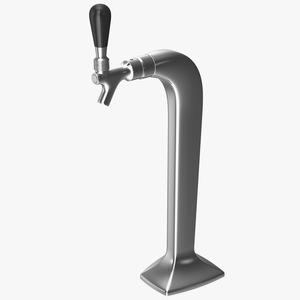 Single Tap Chrome Draft Beer Kegerator Tower 3D model