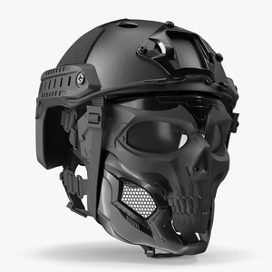 3D Black Airsoft Tactical Helmet and Mask model