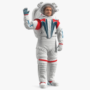 3D model Modern Spacesuit on Astronaut Waving Pose Fur