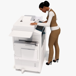 3D model Office Photocopier Machine with Office Worker