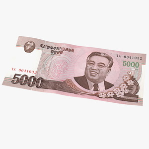 North Korea 5000 Won Banknote 2008 3D model