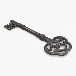 3D Antique Ornate Skeleton Key Steel model