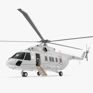 Helicopter MI-171 A3 White Rigged for Maya 3D