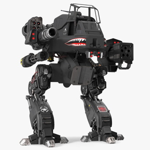 Concept Black Combat Robot with Pilot Rigged 3D model