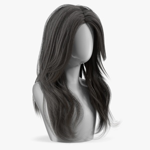 3D Long Wavy Hairstyle Wig Dark model