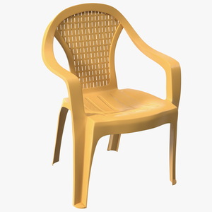 Monoblock Plastic Chair with Armrest Brown 3D