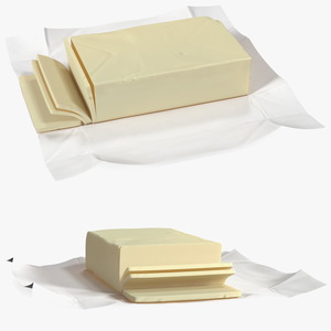 3D Sliced Butter in Open Foil Packaging