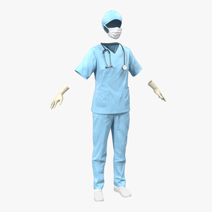 3D Female Surgeon Dress 10 model