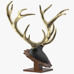 3D Stag Antlers on a Pedestal Gold Plated model