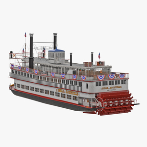 Wheeled Steamboat Belle of Louisville Rigged 3D model