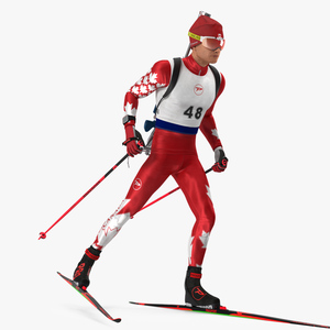 Biathlete Fully Equipped Canada Team Running Pose 3D model