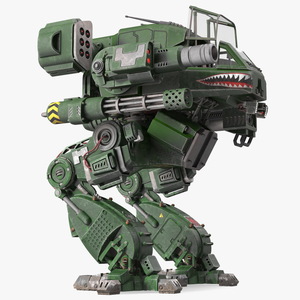 3D Scratched Fighting Robot Empty Dark Green