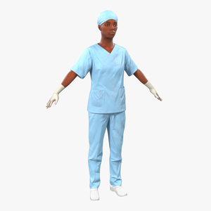 Female Surgeon African American 2 with Blood 3D model