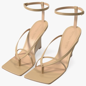 Bottega Veneta Stretch Wedge Sandals Beige 3D