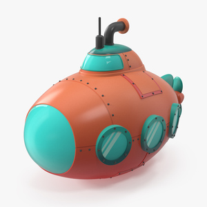 3D Cartoon Red Submarine