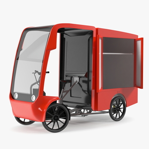 Electric Delivery Bike Red Rigged for Cinema 4D 3D