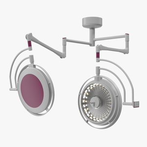 3D Ceiling Mount Modular Surgical Lighting System Rigged model