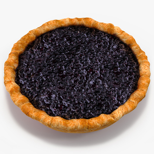 3D Open Face Blueberry Pie model