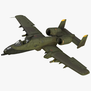 3D Fairchild Republic A 10 Thunderbolt II Green Rigged