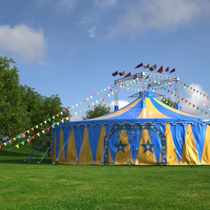 Circus Tent with Flags and Trees in Park with Fur 3D model