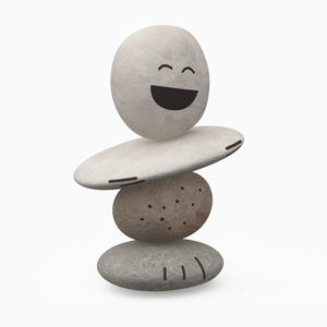 Stack Pebbles with Happy Face 3D model