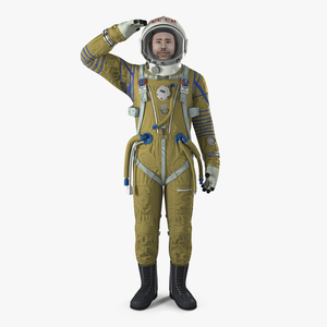 USSR Astronaut Wearing Space Suit Strizh with SK 1 Helmet Rigged 3D model