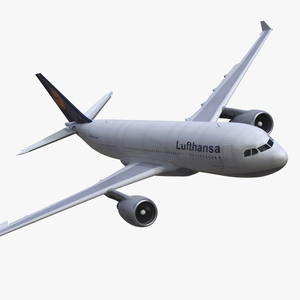 3D Lufthansa Airbus A330-200 Commercial Airliner Rigged for Maya